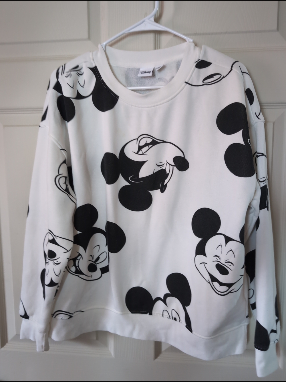 Disney White & Black Mickey Mouse Graphic Sweatshirt